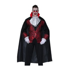 Capa negra 140 cm cuello rojo vampiro dracula-El Informal