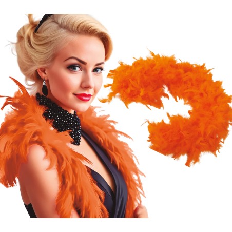 Boa naranja plumas 180 cm 40 gr cabaret años 20 charleston- El Informal Santander