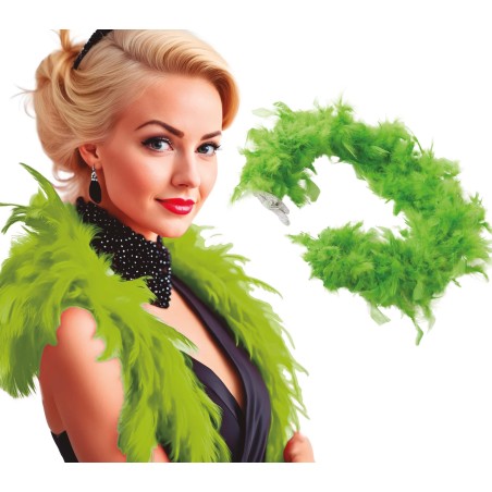 Boa verde pistacho plumas 180 cm 40 gr años 20 charleston- El Informal Santander