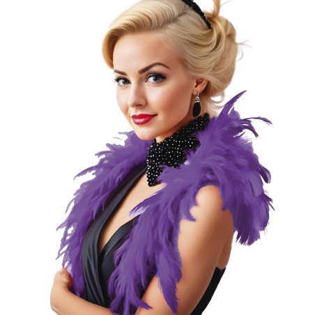 Boa lila plumas 180 cm 40 gr cabaret años 20 charleston