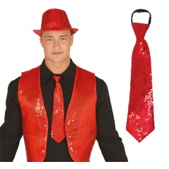 Corbata roja con lentejuelas 35 cm-El Informal Santander