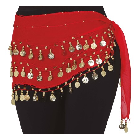 Pañuelo zingara rojo con monedas-El Informal Santander