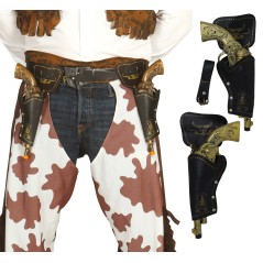 Cartuchera doble con pistolas doradas 29 cm negra-El Informal Santander