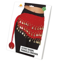 Pañuelo zingara rojo con monedas-El Informal Santander