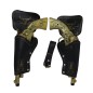 Cartuchera doble con pistolas doradas 29 cm negra