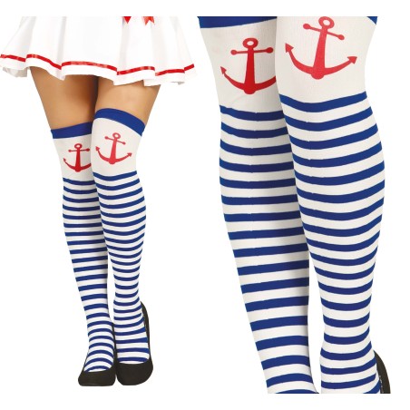 Medias marinera pantys blancos rayas azules-El Informal Santander