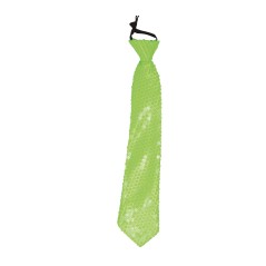 Corbata verde neon con lentejuelas 37 cm-El Informal Santander