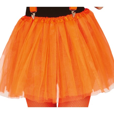 Tutu naranja neon mujer falda tul 40 cm-El Informal Santander
