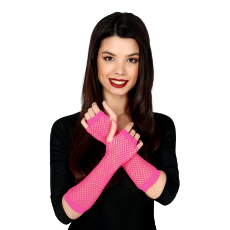 Guantes malla fucsia neon rejilla red 26 cm