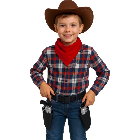 Cartuchera vaquero doble con pistolas infantil