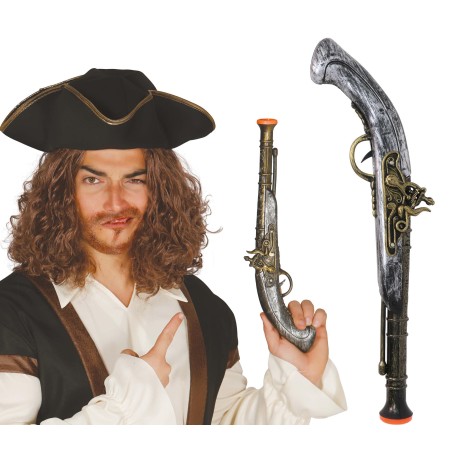 Trabuco pistolon pirata 41 cm oro plata-El Informal Santander