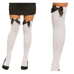 Medias blancas con lazo negro para mujer-El Informal Santander