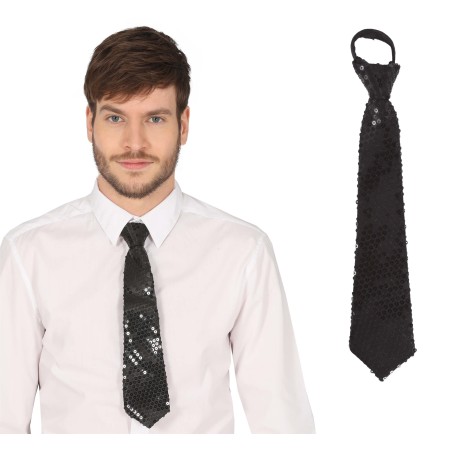 Corbata negra con lentejuelas 35 cm-El Informal Santander
