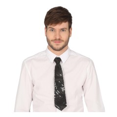 Corbata negra con lentejuelas 35 cm