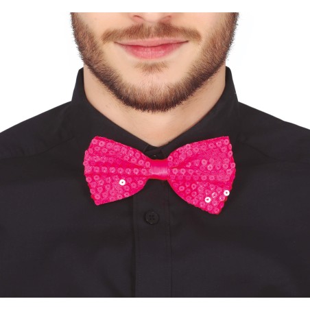 Pajarita rosa neon con lentejuelas 12 cm-El Informal Santander