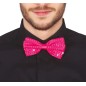 Pajarita rosa neon con lentejuelas 12 cm