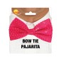 Pajarita rosa neon con lentejuelas 12 cm