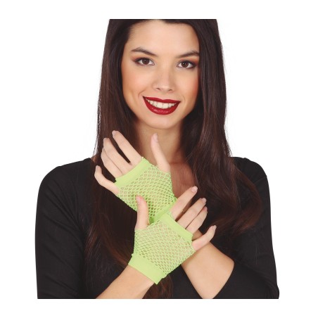 Guantes malla verde rejilla cortos 11 cm