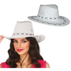 Sombrero vaquero blanco simil piel adulto-El Informal Santander