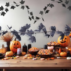 Guirnalda hojas negras 180 cm decoracion halloween-El Informal