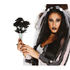 Ramo rosas negras 35 cm decoracion siniestra