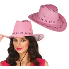 Sombrero vaquero rosa simil piel adulto-El Informal Santander