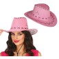 Sombrero vaquero rosa simil piel adulto
