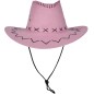 Sombrero vaquero rosa simil piel adulto