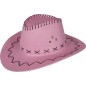 Sombrero vaquero rosa simil piel adulto