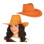 Sombrero vaquero naranja simil piel adulto