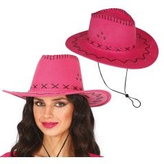 Sombrero vaquero fucsia simil piel adulto-El Informal Santander
