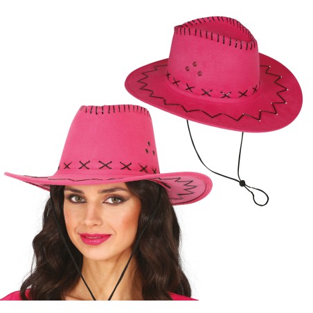 Sombrero vaquero fucsia simil piel adulto-El Informal Santander