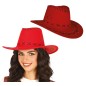 Sombrero vaquero rojo simil piel adulto