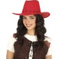Sombrero vaquero rojo simil piel adulto