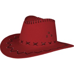 Sombrero vaquero rojo simil piel adulto-El Informal Santander