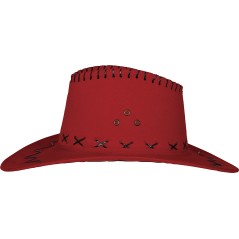 Sombrero vaquero rojo simil piel adulto-El Informal Santander