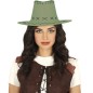 Sombrero vaquero verde simil piel adulto