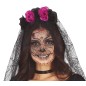 Diadema catrina flores lila negras con velo