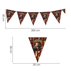 Banderin triangular circo terror 300 cm papel-El Informal Santander