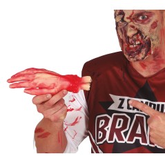 Mano latex 25 cm sangrienta con hueso-El Informal Halloween