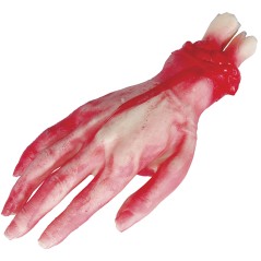 Mano latex 25 cm sangrienta con hueso-El Informal Halloween