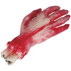 Mano latex 25 cm sangrienta con hueso-El Informal Halloween