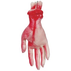 Mano latex 25 cm sangrienta con hueso-El Informal Halloween