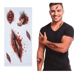 Tatuajes herida abierta y huesos halloween-El Informal