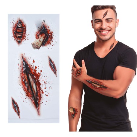 Tatuajes herida abierta y huesos halloween-El Informal