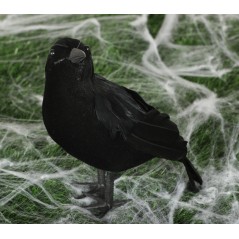 Cuervo negro de 23 cm para decoracion halloween-Disfraces baratos