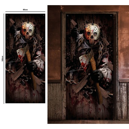 Decoracion puerta Jason asesino hacha 80x180 cm-El Informal Santander