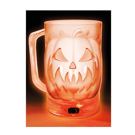 Jarra calabaza con luz naranja 10x14 cm 700 ml-El Informal Halloween