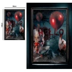Decoracion ventana Payaso asesino IT 80x120 cm-El Informal Santander