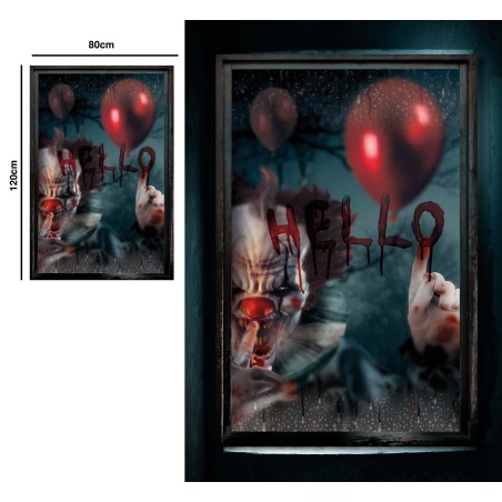 Decoracion ventana Payaso asesino IT 80x120 cm-El Informal Santander